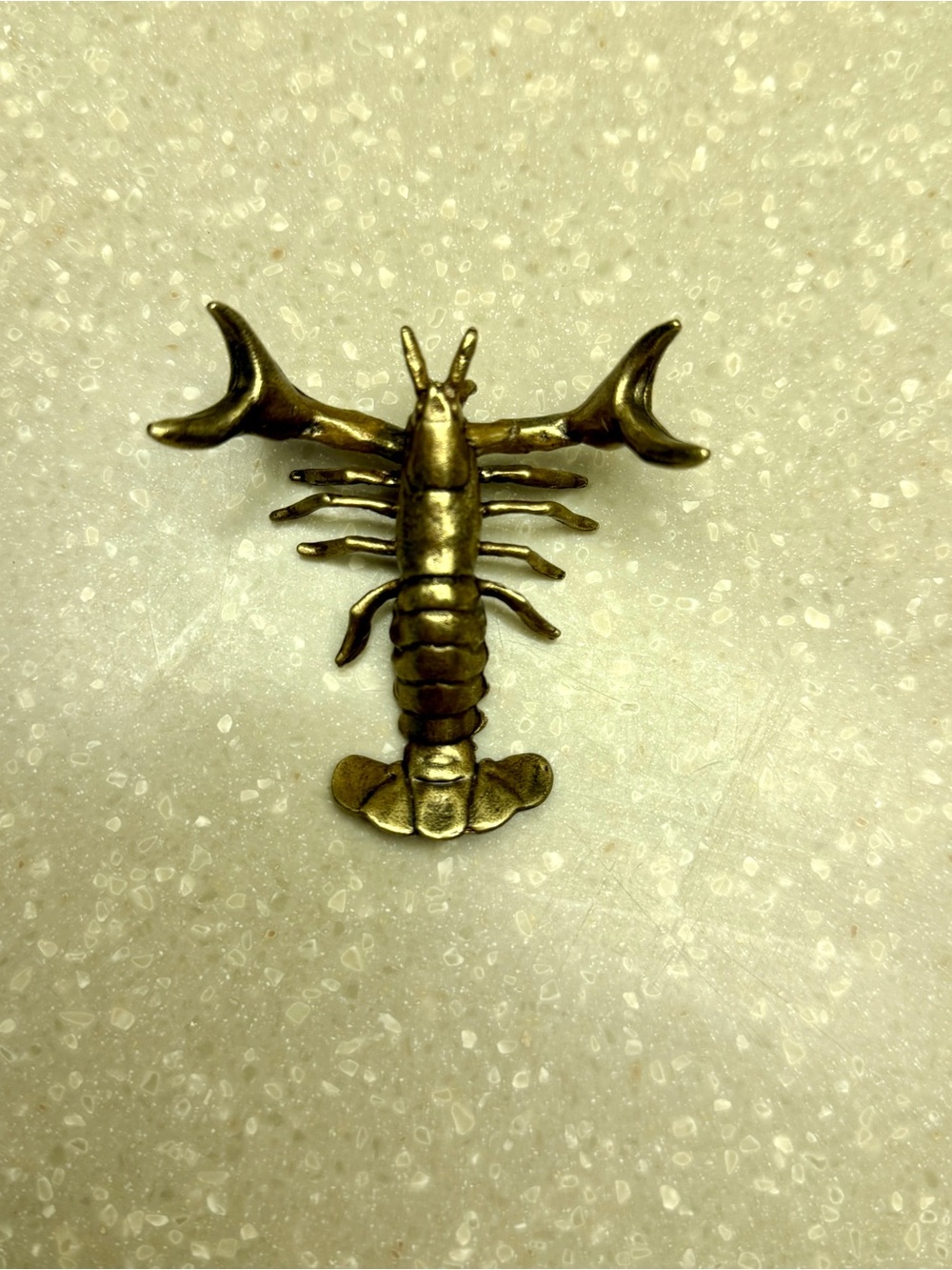 Vintage brass lobster pen holder